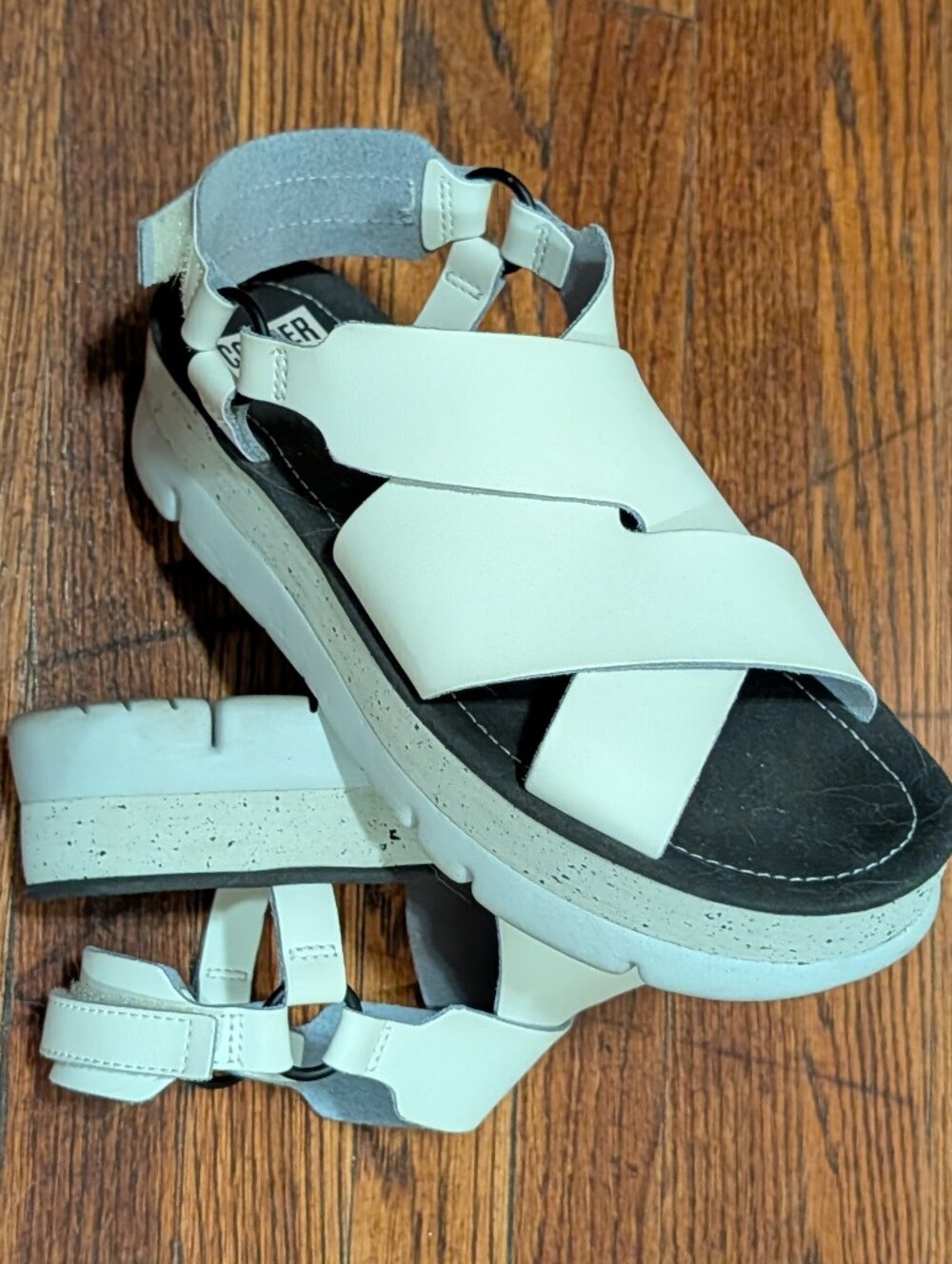 Camper Oruga Up White Chunky Strappy Platform Sandals